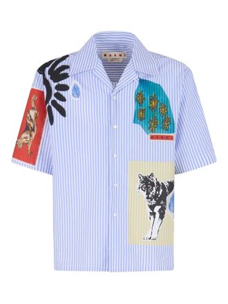 Marni striped patchwork shirt - men - Cotton - 56 - Blue