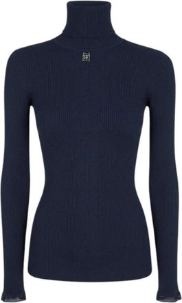 Elisabetta Franchi Dolcevita in maglia a coste - Dames - Coltruien - Blauw - XS - Truien & Vesten