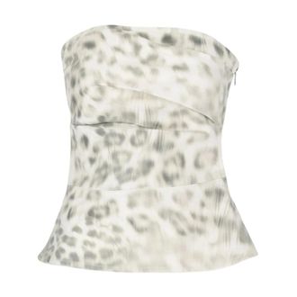 Rotate ROTATE Birger Christensen, Sleeveless Tops, female, Multicolor, Size: XS Leopard Print Strapless Top
