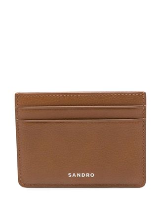 Sandro leather cardholder - men - Calf Leather/Recycled Polyester - One Size - Brown