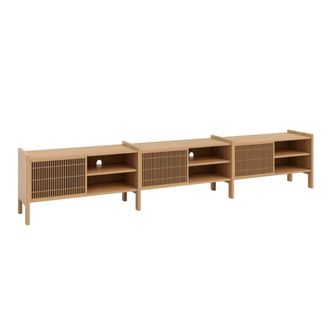 Naan Furniture Mueble tv grande en pino barnizado en color roble 300,6 cm