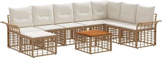 vidaXL Conjunto De Sof&aacute;s De Exterior 9 Uds. 8 Plaza Natural Y Crema Vidaxl