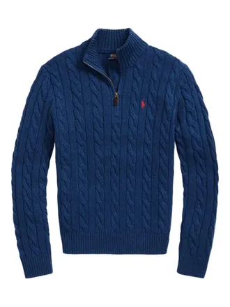 Polo Ralph Lauren cable-knit half-zip sweater - men - Cotton - L - Blue
