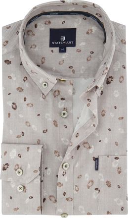 State of Art overhemd katoen beige patroon