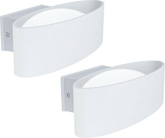 Loops 2 PACK IP44 Outdoor Wall Light White Aluminium & Steel 10W LED Porch Lamp