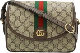 Gucci Pre-owned Ophidia GG Supreme 2way schoudertas - Heren - Vintage Schoudertas - Beige - ONE Size - Leer - Vintage