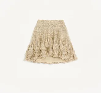 Valentino Gonna Corta In Chiffon Micro Pois Plusdepois Donna BETULLA/NERO 36
