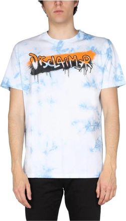 Disclaimer Tie-Dye Graphic T-Shirt - Heren - T-shirts - Blauw - M - Tops