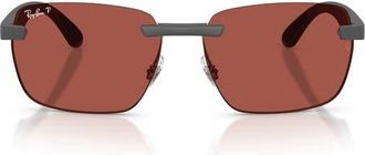 Ray-Ban 62mm Polarized Irregular Sunglasses in Sand Grey /Polar Red at Nordstrom