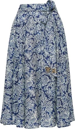 Maliparmi floral-print A-line midi skirt - Blue