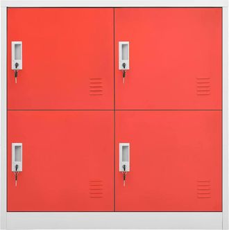 Berkfield Home Locker Cabinets 2 pcs Light Grey & Red 90x45x92.5 cm Steel