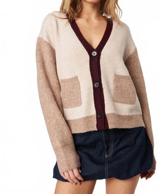 John & Jenn Linden Cardigan In Smoky Merlot