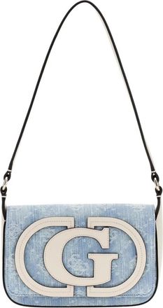 Guess Ruby Logo Bag - Dames - Schoudertassen - Blauw - ONE Size - Katoen - Tassen