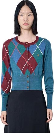Vivienne Westwood Truien & Vesten, Dames, Veelkleurig, S, Katoen, Argyle Cropped Cardigan