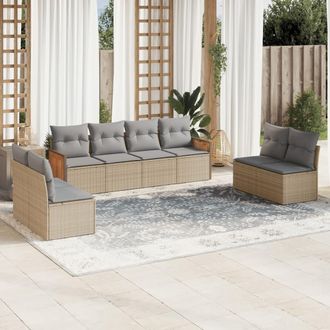 vidaXL Vidaxl - Juego De Sof&aacute;s De Jard&iacute;n Con Cojines Beige 8 Pzas Rat&aacute;n Pe