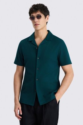 Moss Emerald Knitted Cuban Collar Shirt