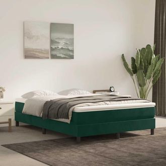 vidaXL Vidaxl - Estructura Cama Sin Colch&oacute;n Terciopelo Verde Oscuro 140x190 Cm