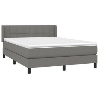vidaXL Cama Box Spring Con Colch&oacute;n Tela Gris Oscuro 140x200 Cm Vidaxl