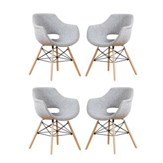 Life Interiors Life Interiors - Juego De 1/2/4 Sill&oacute;n De Tela Olivia Eiffel Juego De 4 Sillas De Comedor - Gris Claro - Light Grey