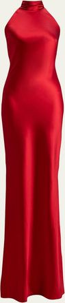 Ralph Lauren Collection Chilton Stretch Satin Halter Evening Dress