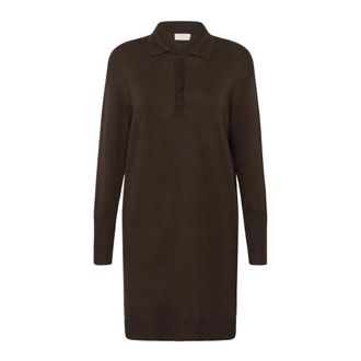 Kaffe Brown Polo Knit Dress - female - Kaffe - Knitted Dresses - Brown - M - Dresses