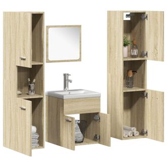Berkfield Home 5 Piece Bathroom Furniture Set Sonoma Oak Engineered Wood in Brown
