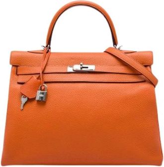 Herm&egrave;s Pre-owned Kelly 35 - Dames - Vintage Handtas - Oranje - ONE Size - Leer - Vintage
