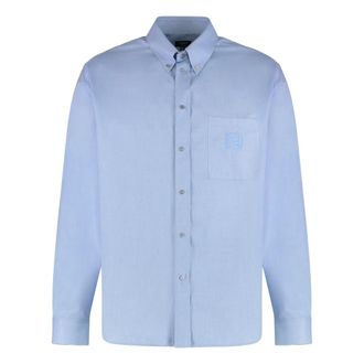 Fendi Overhemden, Heren, Blauw, M, Katoen, Oxford Cotton Shirt
