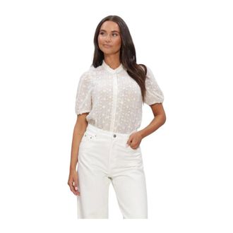 Object Object - Dames Tops T-shirts Objashi 2/4 Reg. Shirt E Div - Dames - Blouses & Shirts - Wit - Maat: M