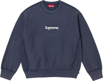 SUPREME Washed Box Logo Crewneck Navy FW15SW6-NAVY