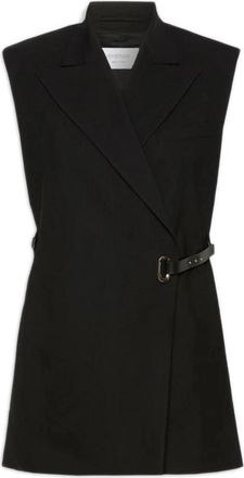 Sportmax Mouwloze Stretch Viscose Blazer - Dames - Gillet - Zwart - XS - Leer - Kostuums
