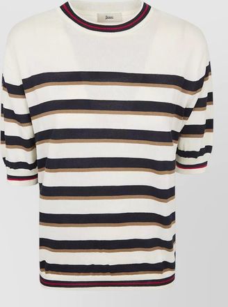 Herno short sleeve striped top ribbed trims