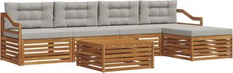 vidaXL Conjunto De Sof&aacute;s De Exterior 6 Uds. Gris Natural Y Claro Vidaxl