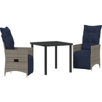 vidaXL Conjunto De Comedor De Jard&iacute;n 3 Pcs Gris Rat&aacute;n Sint&eacute;tico Vidaxl
