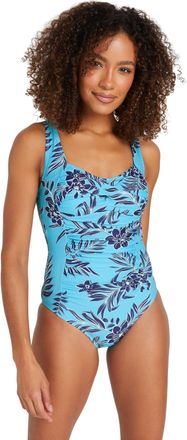M&Co Womens Floral Print Twist Front Swimsuit - Womens Blue