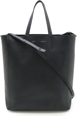 Celine Cabas Black Leather Shoulder Bag Tote Bag (Pre-Owned)