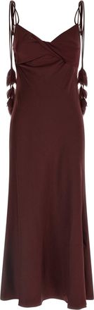 Self Portrait Burgundy Satin Flower Midi Abiti Bordeaux-Donna
