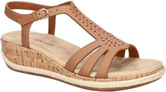 Easy Street Womens Easy Street Dorinda Sandals Tan Open Toe Wedge Heel HTAT539