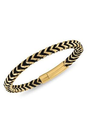 Esquire Mens Cord Wrapped Chain Bracelet in Gold Ip Stainless Steel at Nordstrom Rack, Size 8.5