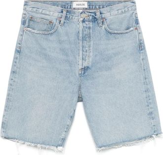 A Gold E Blauwe Knoopsluiting Raffelzoom Jeans - Heren - Denim shorts - Blauw - W29 - Denim - Korte Broeken