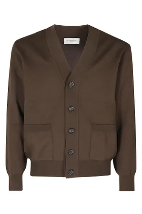 Paolo Pecora Brown Merino Wool V-Neck Cardigan
