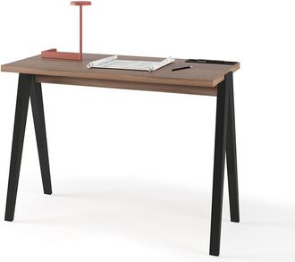 HERDASA Escritorio 629 de la colección COMPÁS Nogal de melamina y patas de haya Negro, de Herdasa