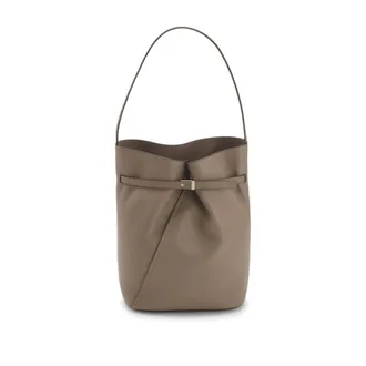 BOSS Leather bucket bag with gold-tone hardware