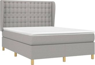 vidaXL Vidaxl - Cama Box Spring Con Colch&oacute;n Tela Gris Claro 140x200 Cm