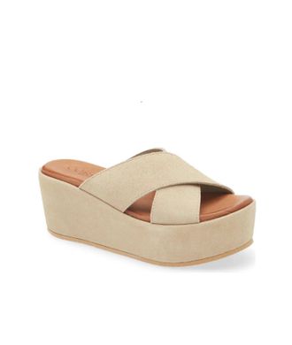 Cordani Womens Bella Platform Wedge Slide Sandal In Arena