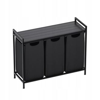 OEM Cesta De Lavander&iacute;a Mark Adler Tidy 3.0 Negra De Tres Compartimentos Para Almacenamiento