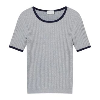 Closed Truien & Vesten, Dames, Grijs, M, Katoen, Ronde hals gebreid T-shirt