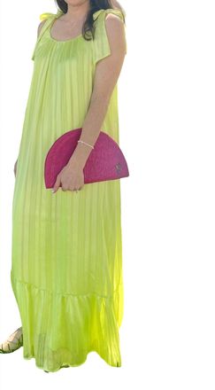 Adrienne Tie Sleeve Maxi Dress In Lemon