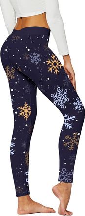 Generic Womens Christmas Leggings High Waisted Women Yoga Pants Tummy Control Workout Leggings Stretch Fitness Tights Butt Lifting Xmas Snowflake Reindeer San