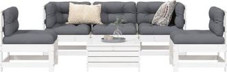 vidaXL Vidaxl - Juego De Sof&aacute;s De Jard&iacute;n 6 Piezas Madera Maciza Pino Blanco